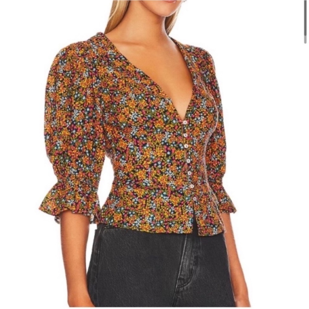 ▪️Free People I Found You Printed Top in Navy Combo size S